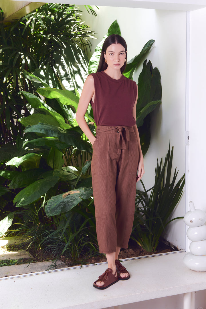 CALÇA LAÇOS MARROM