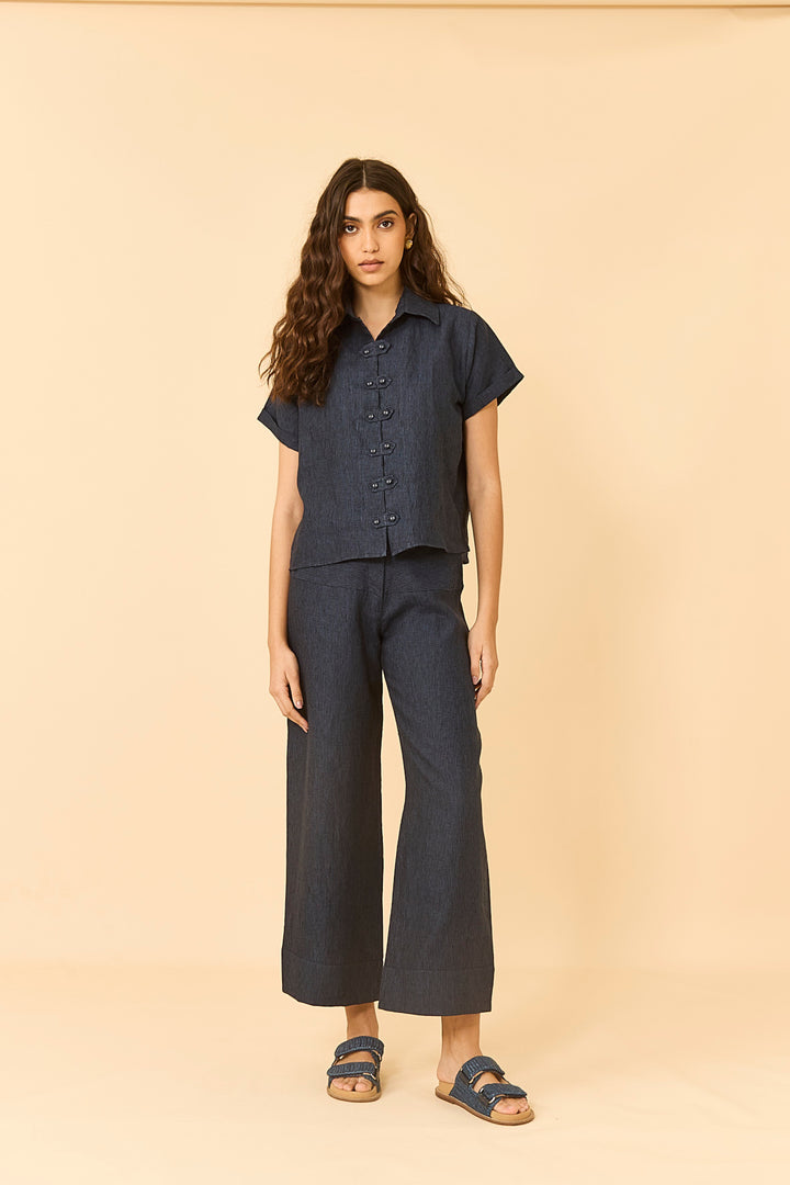 CALÇA LINNEN LISTRADA